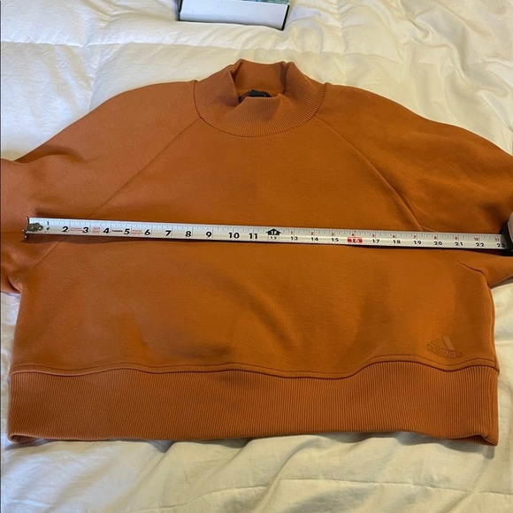 Adidas | Varsity | MockNeck | Burnt Orange | Pullover| Crop Sweatshirt | Size L - Picture 13 of 16